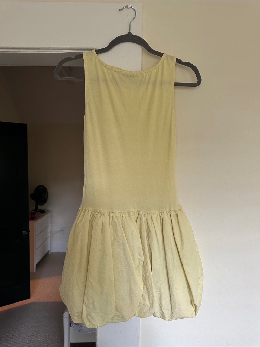 Sleeveless Yellow Bubble-Hem Dress